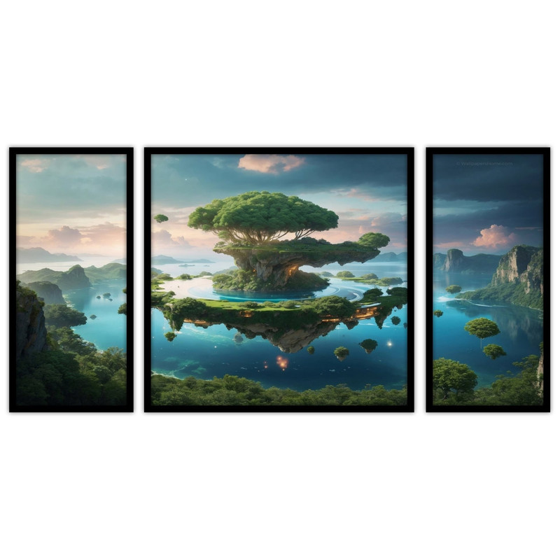 تابلو بکلیت طرح دیجیتال و انیمیشن طبیعت مدل B-bu3286 مجموعه 3 عددی