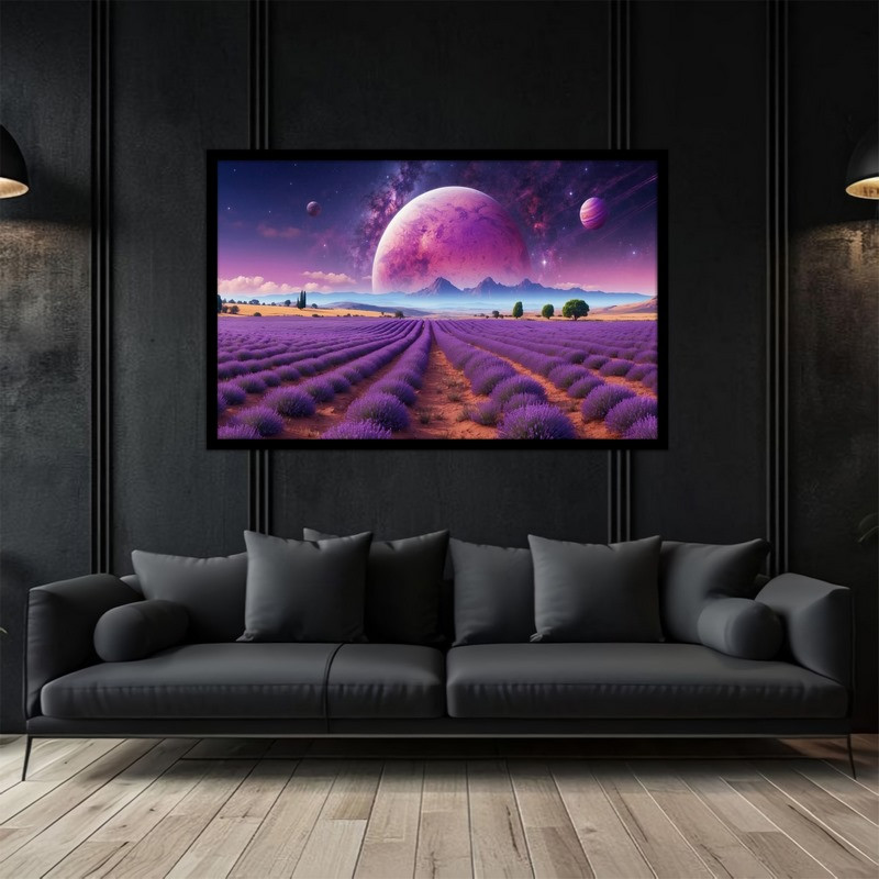 تابلو بکلیت طرح هنری و ترکیبی و فانتزی فضا و کهکشان و سیاره ها مدل B-bu5309