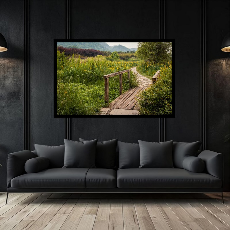 تابلو بکلیت طرح طبیعت و پل چوبی مدل B-bu5227