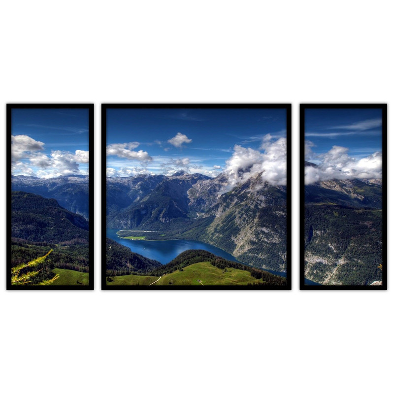 تابلو بکلیت طرح  منظره کوه و طبیعت مدل B-bu3281 مجموعه 3 عددی