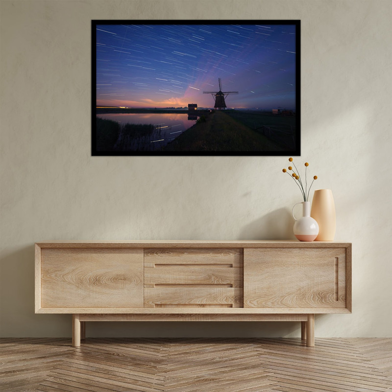 تابلو بکلیت طرح عکس هنری  آسیاب بادی و منظره طبیعت و آسمان مدل  B-bu2649