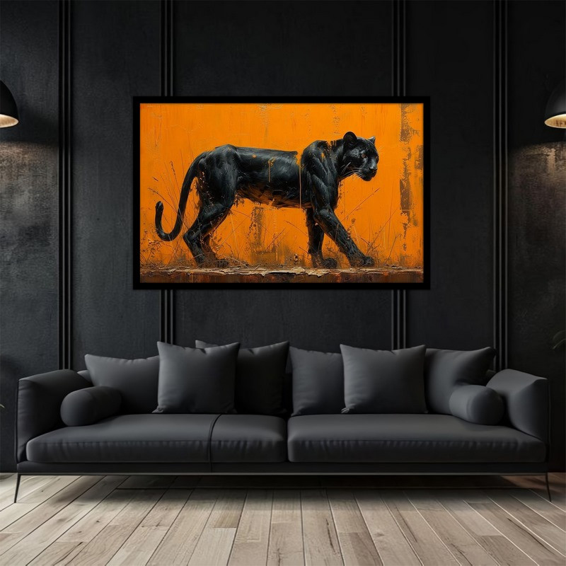 تابلو بکلیت طرح نقاشی و هنر دیجیتال دکوراتیو حیوانات پلنگ سیاه مدل B-bu2800