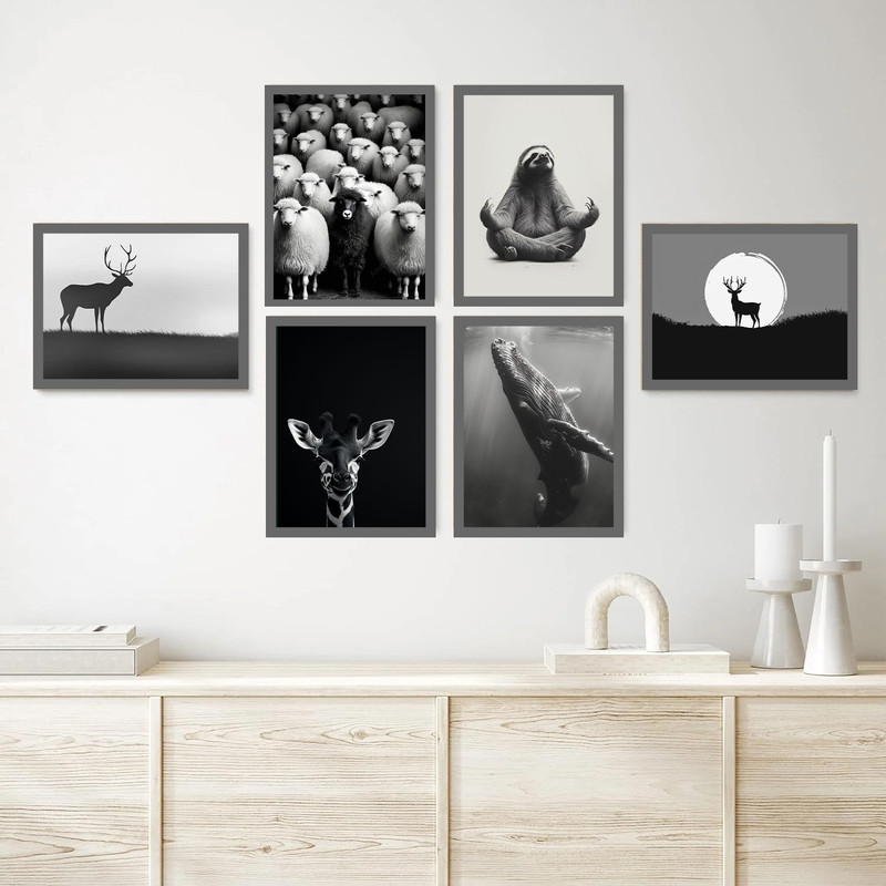 تابلو بکلیت طرح دکوری و هنری مدرن و کلاسیک فانتزی حیوانات مدل SI-bu3798 مجموعه 6 عددی