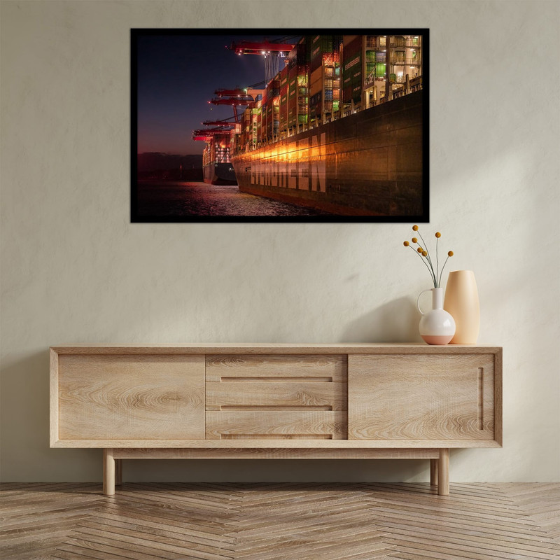 تابلو بکلیت طرح بندر و کشتی  حمل و نقل دریایی مدل B-bu2697