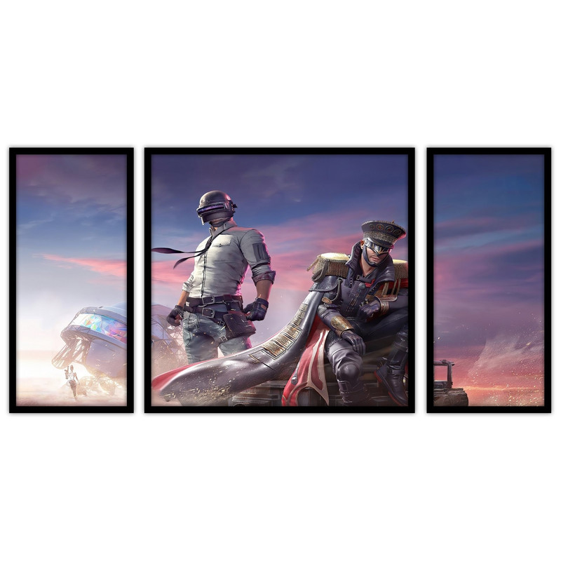 تابلو بکلیت طرح گیمینگ و گیم نت بازی پابجی  مدل B-bu3374 مجموعه 3 عددی