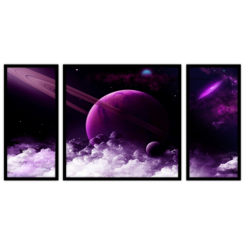 تابلو بکلیت طرح فضا و کهکشان  سیاره زحل مدل B-bu3382 مجموعه 3 عددی