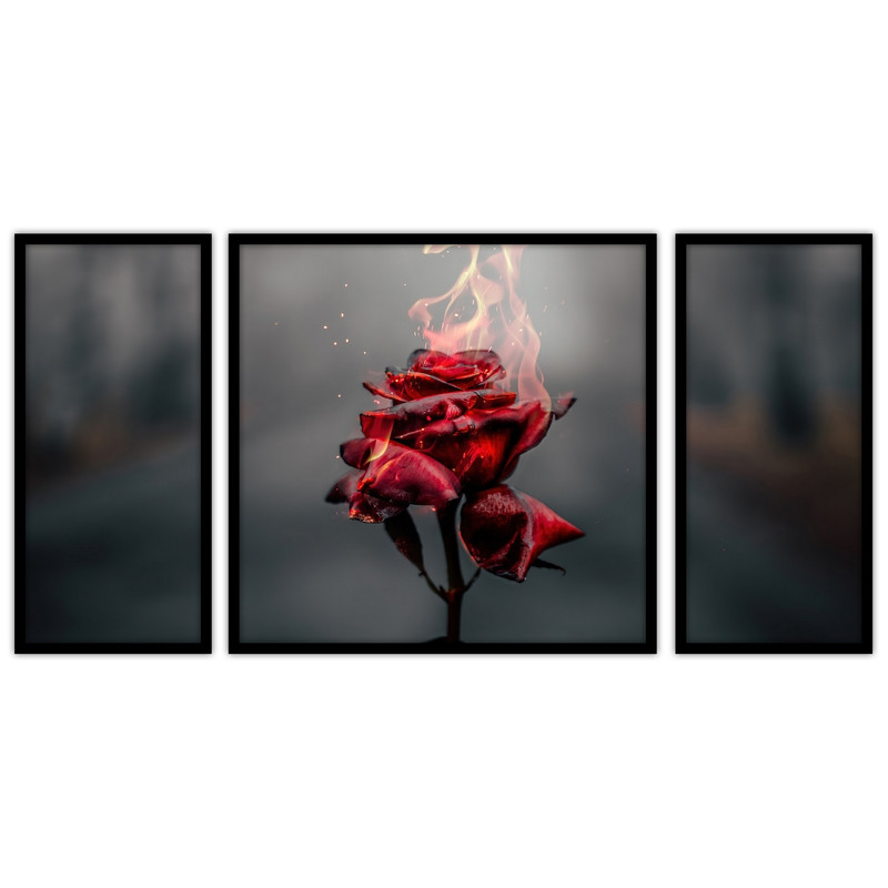 تابلو بکلیت طرح هنری و مدرن گل  مدل B-bu3395مجموعه 3 عددی