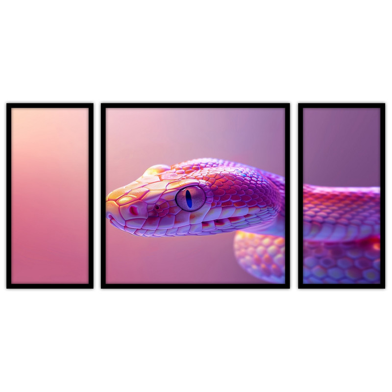 تابلو بکلیت طرح دکوراتیو حیوانات مار مدل B-bu3412 مجموعه 3 عددی