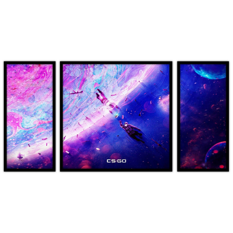 تابلو بکلیت طرح گیمینگ کهکشان و فضا مدل B-bu3497 مجموعه 3 عددی