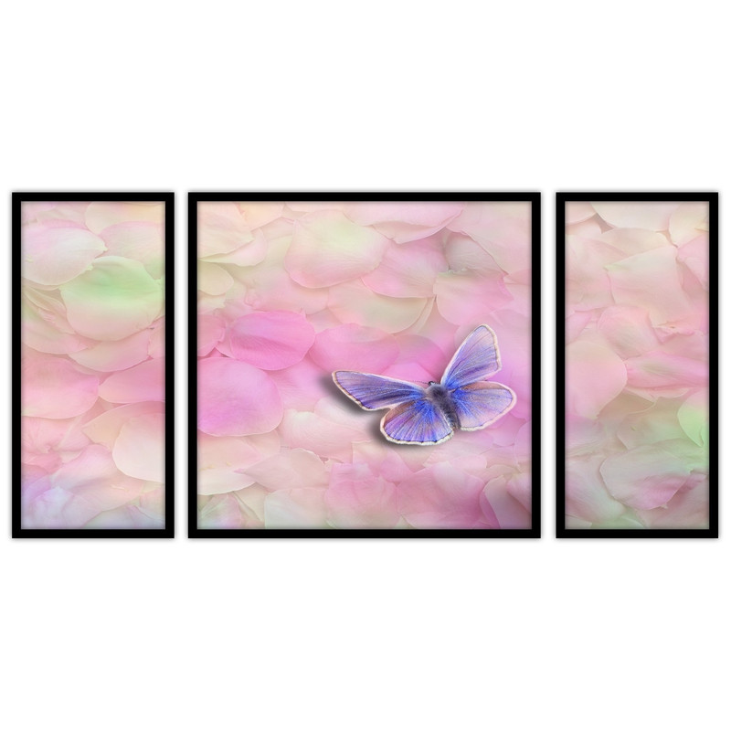 تابلو بکلیت طرح نقاشی هنری پروانه مدل B-bu3528 مجموعه 3 عددی
