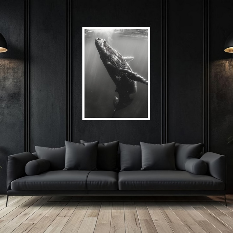 تابلو بکلیت طرح دکوری هنری و مدرن حیوانات نهنگ و وال آبی  مدل W-bu5397