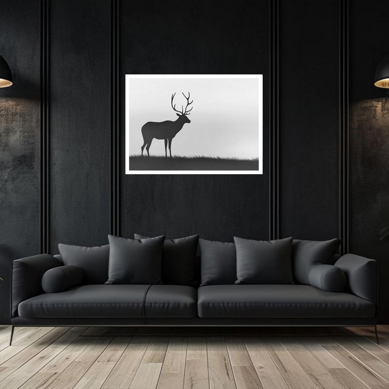 تابلو بکلیت طرح مینیمال و نقاشی دکوری هنری و مدرن حیوانات گوزن مدل W-bu5431