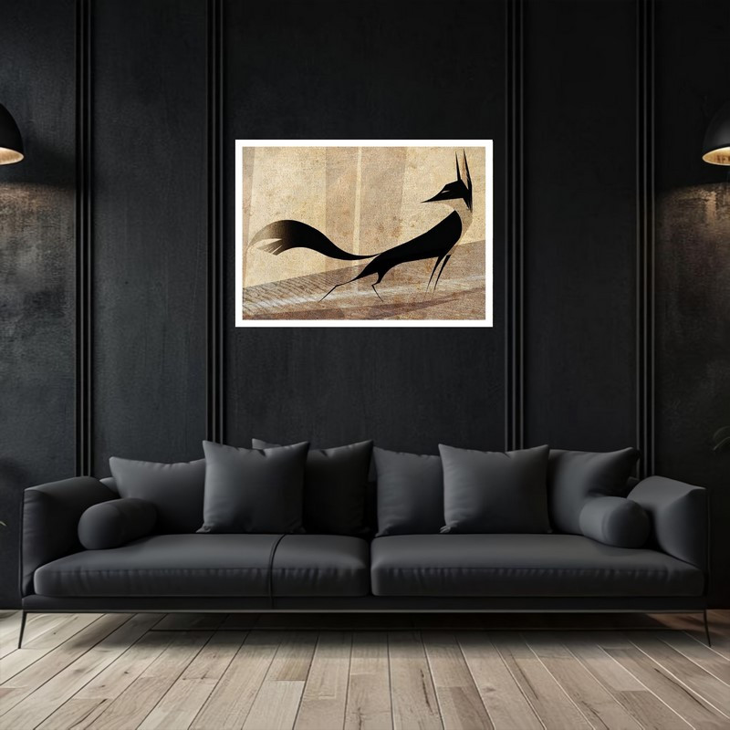 تابلو بکلیت طرح مینیمال و نقاشی دکوری هنری و مدرن حیوانات روباه مدل W-bu5444