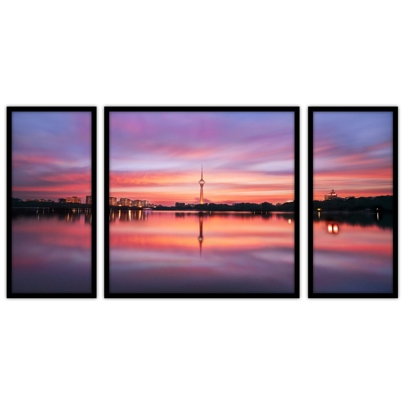 تابلو بکلیت طرح دکوراتیو منظره شهری مدل B-bu3203 مجموعه 3 عددی