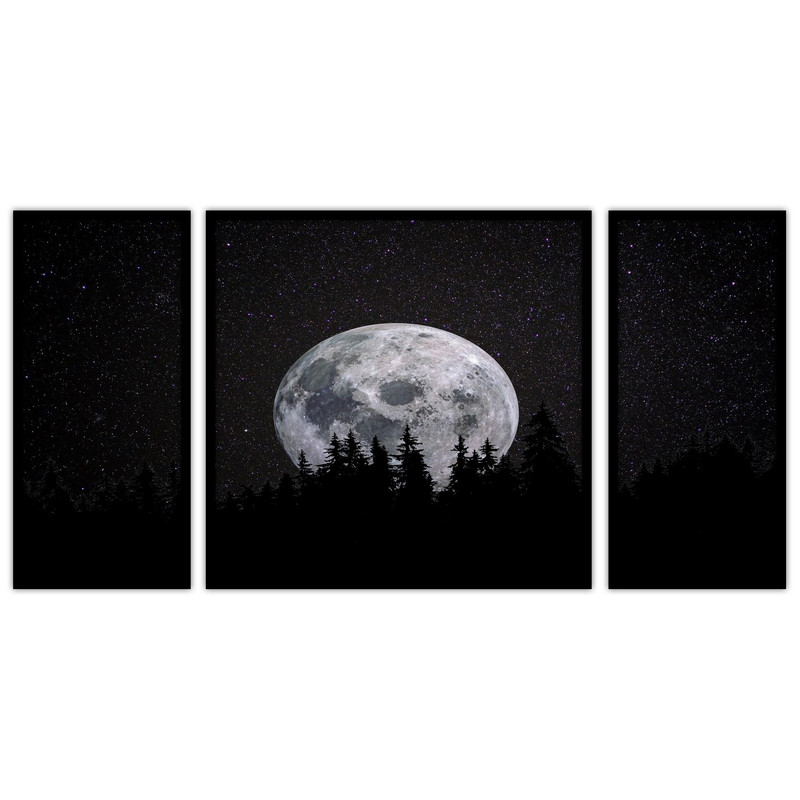 تابلو بکلیت طرح دکوراتیو و هنری ماه  مدل B-bu3243 مجموعه 3 عددی