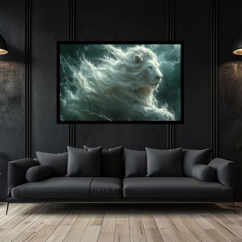 تابلو بکلیت طرح هنری دکوراتیو شیر سفید مدل B-bu5321