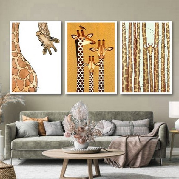 تابلو بکلیت طرح دکوری حیوانات و کودکانه مدل W-bu3811 مجموعه 3 عددی