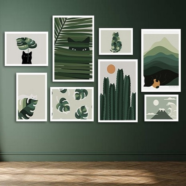 تابلو بکلیت طرح مینیمال دکوری گل و گیاه و طبیعت مدرن  مدل W-bu3830 مجموعه 8 عددی