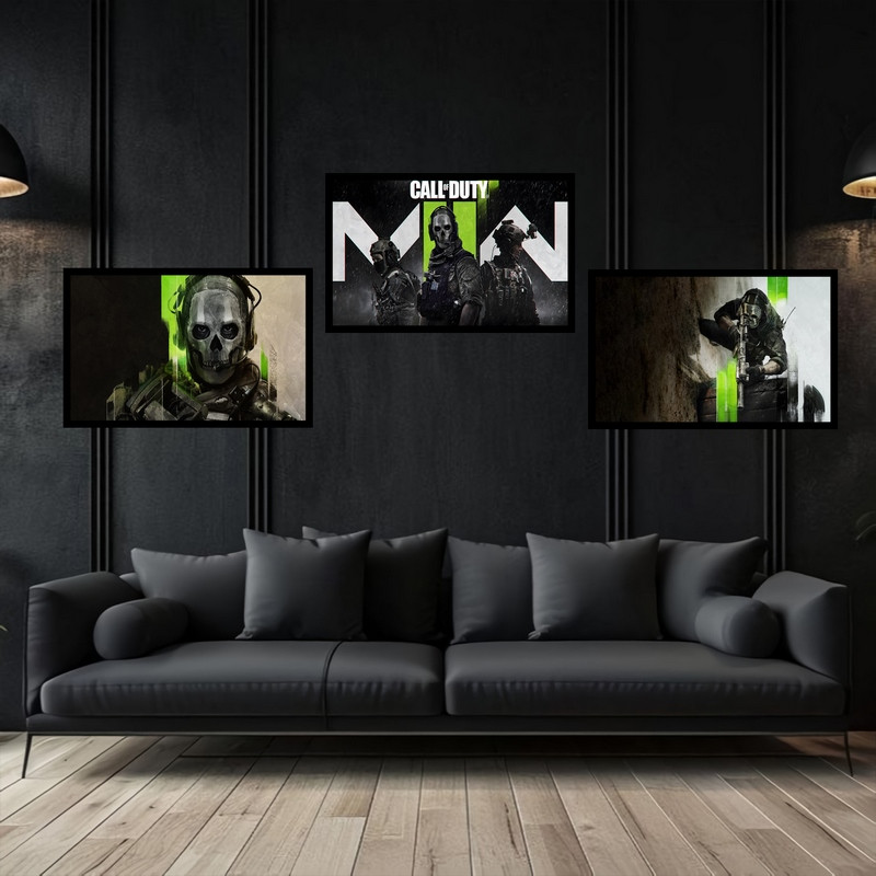 تابلو بکلیت طرح گیمینگ و گیم نت بازی اکشن کالاف  مدل B-bu3764 مجموعه 3 عددی