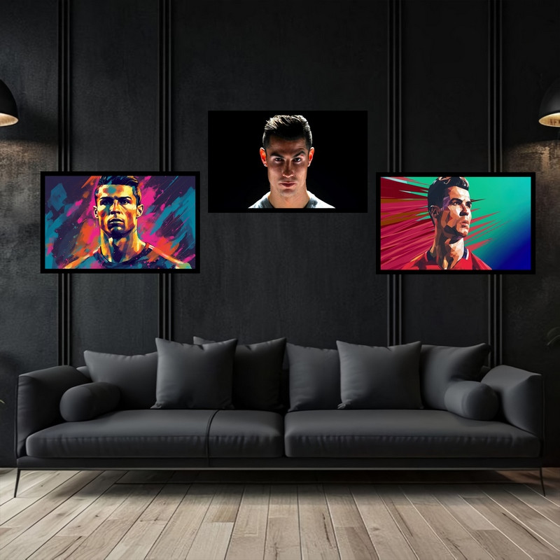تابلو بکلیت طرح شخصیت ورزشی فوتبالی کریستیانو رونالدو  مدل  B-bu3754 مجموعه 3 عددی