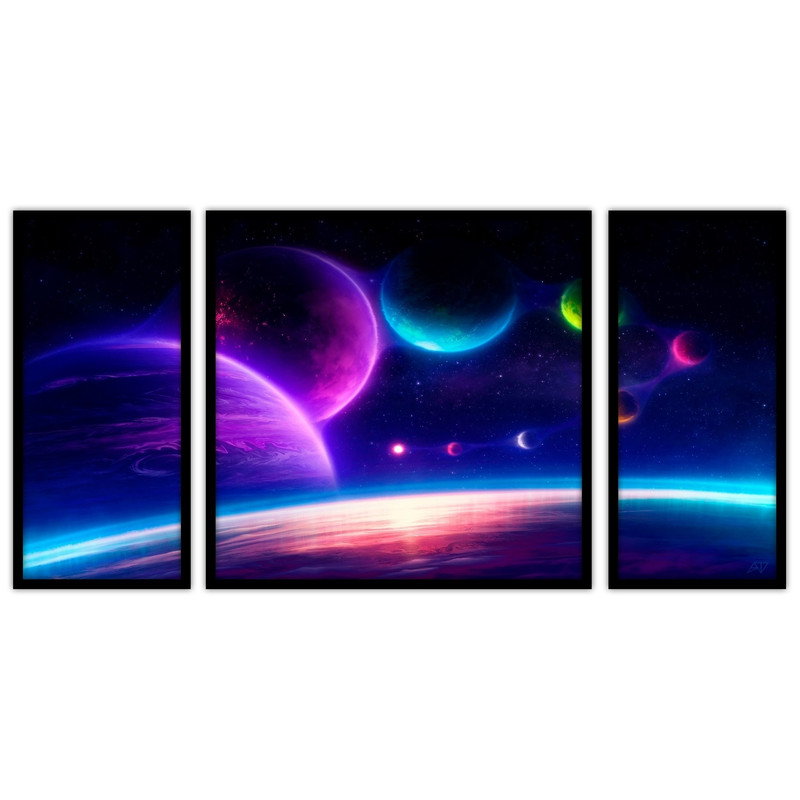 تابلو بکلیت طرح  فضا و کهکشان مدل B-bu3363 مجموعه 3 عددی