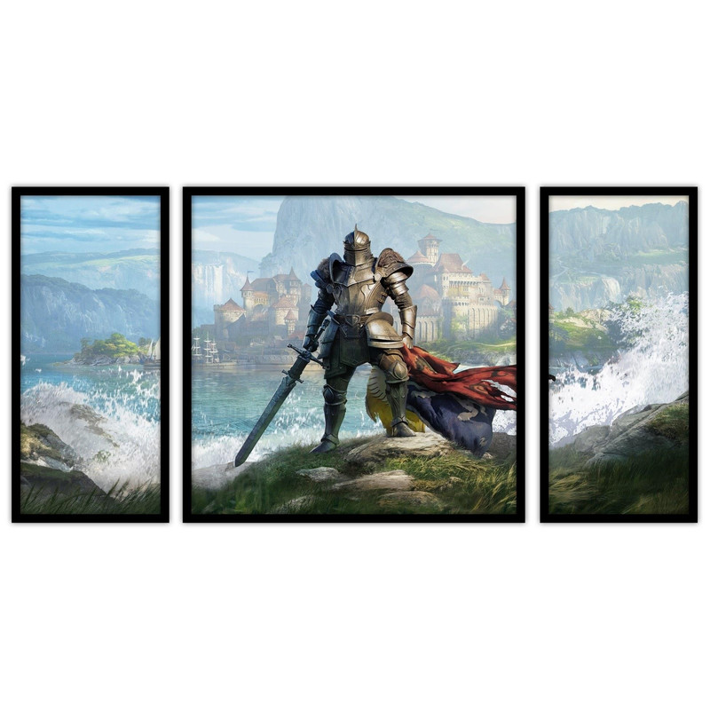 تابلو بکلیت طرح شوالیه و  بازی الدن رینگ مدل B-bu3432 مجموعه 3 عددی