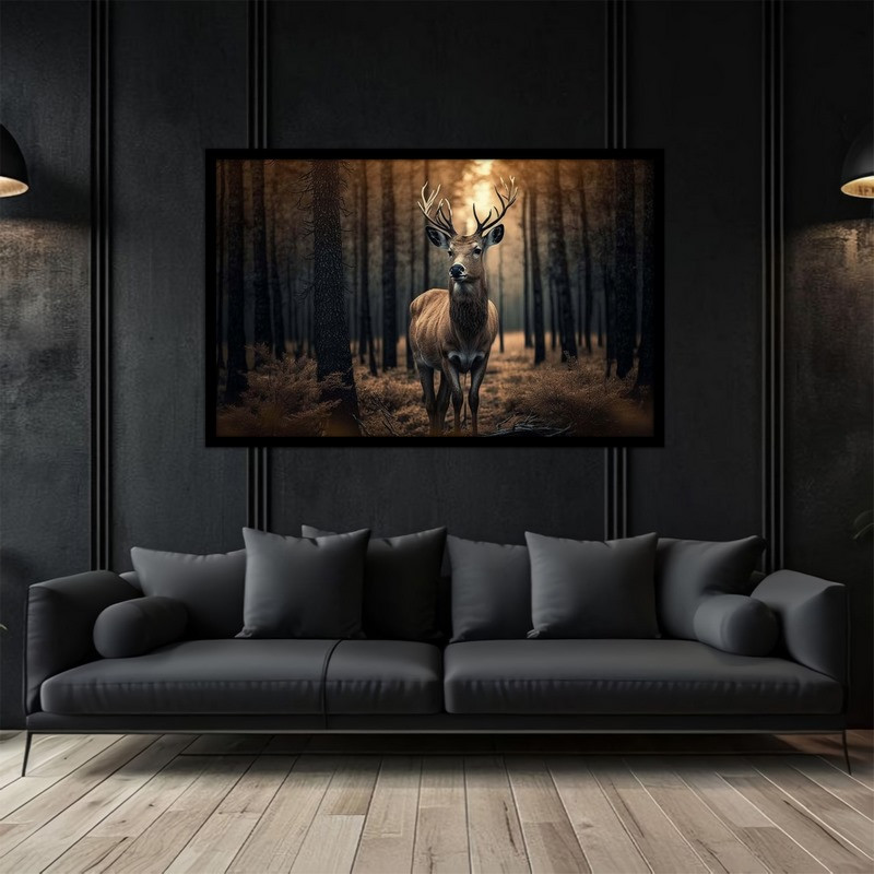 تابلو بکلیت طرح دکوری طبیعت  حیوانات اهو و گوزن مدل B-bu5183