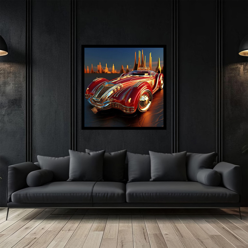 تابلو بکلیت طرح هنر دیجیتال ماشین کلاسیک و خودرو  مدل B-bu2825