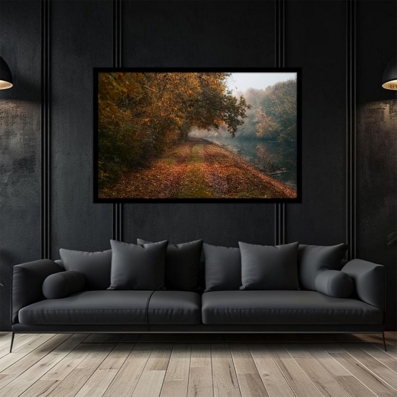 تابلو بکلیت طرح منظره طبیعت زیبا و مه آلود  و رود مدل B-bu5119