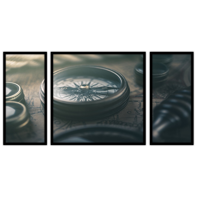 تابلو بکلیت طرح نقشه جغرافیا  و قطب نما مدل B-bu3081 مجموعه 3 عددی