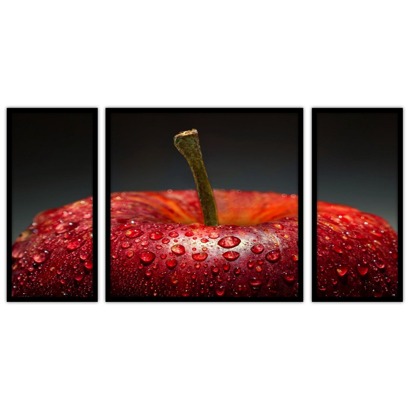 تابلو بکلیت طرح دکوراتیو میوه سیب مدل B-bu3130 مجموعه 3 عددی