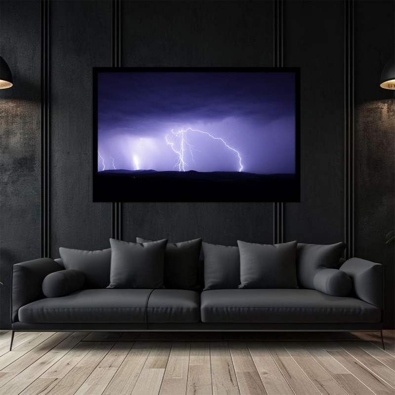 تابلو بکلیت طرح آسمان شب  و رعد و برق مدل B-bu5222