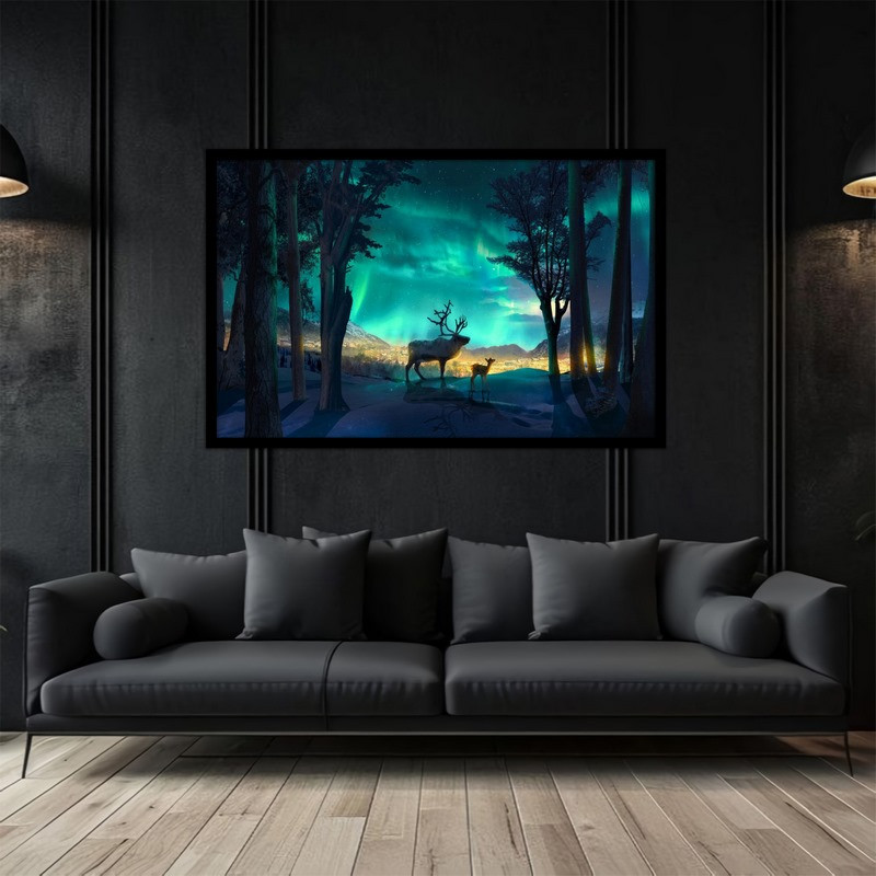 تابلو بکلیت طرح فانتزی دکوری هنری دیجیتال حیوانات و طبیعت  گوزن مدل B-bu5310