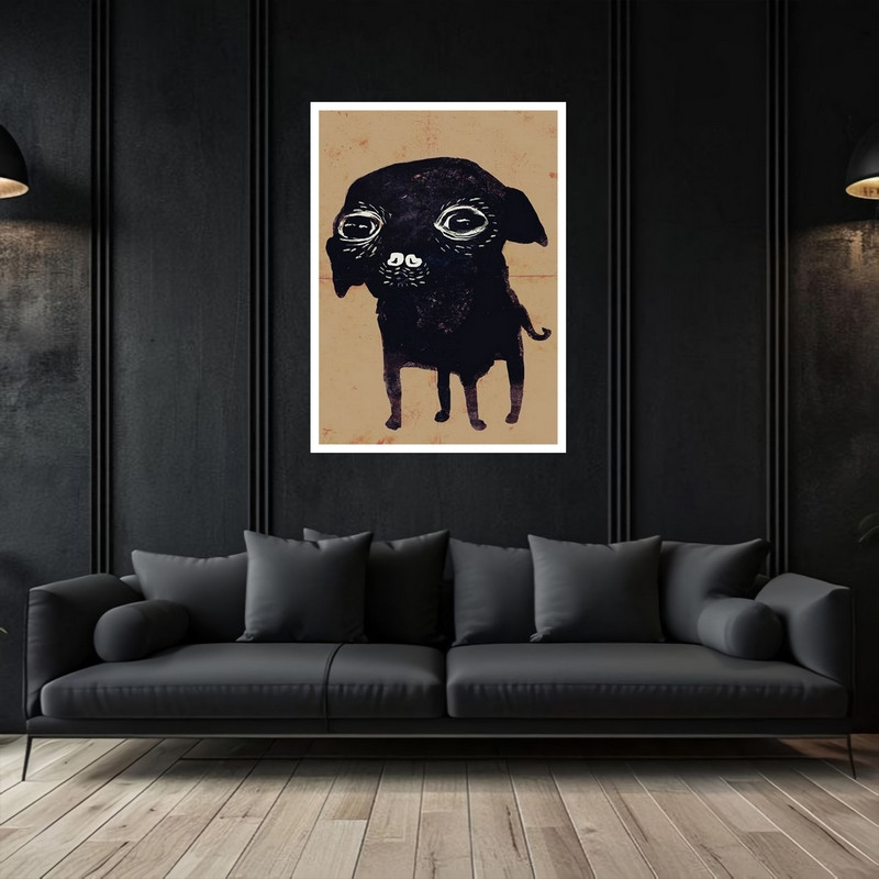 تابلو بکلیت طرح نقاشی مینیمال حیوانات سگ دکوری هنری و مدرن  مدل W-bu5395