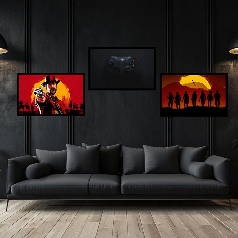 تابلو بکلیت طرح گیمینگ و گیم نت بازی اکشن رددد  red read مدل B-bu3766 مجموعه 3 عددی