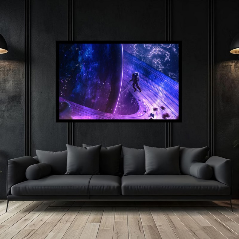 تابلو بکلیت طرح فانتزی هنری فضا و کهکشان فضانورد و سیاره ها مدل B-bu5311