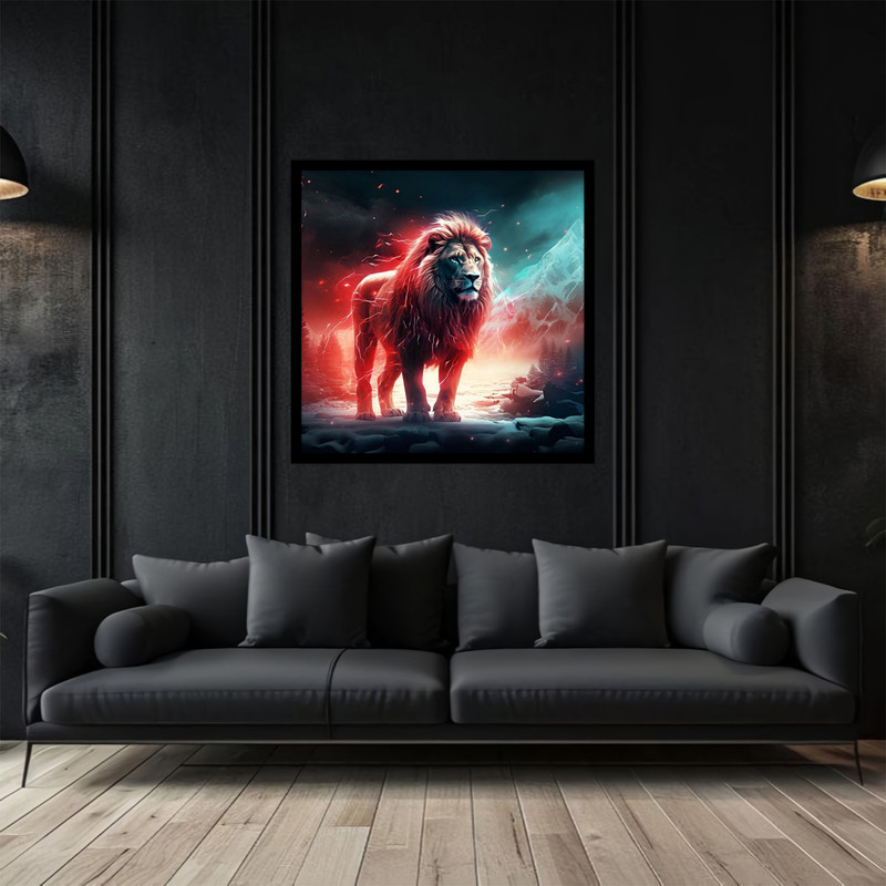 تابلو بکلیت طرح هنری دیجیتال دکوراتیو مدرن حیوانات شیر مدل B-bu2769