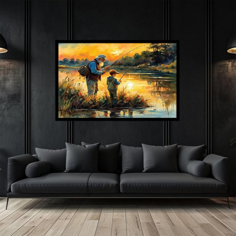 تابلو بکلیت طرح نقاشی و هنری دیجیتال دکوراتیو ماهیگیری مدل B-bu5099