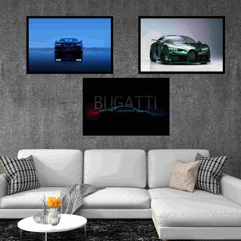 تابلو بکلیت طرح بوگاتی ماشین مدرن و لوکس مدل  B-bu3007 مجموعه 3 عددی 