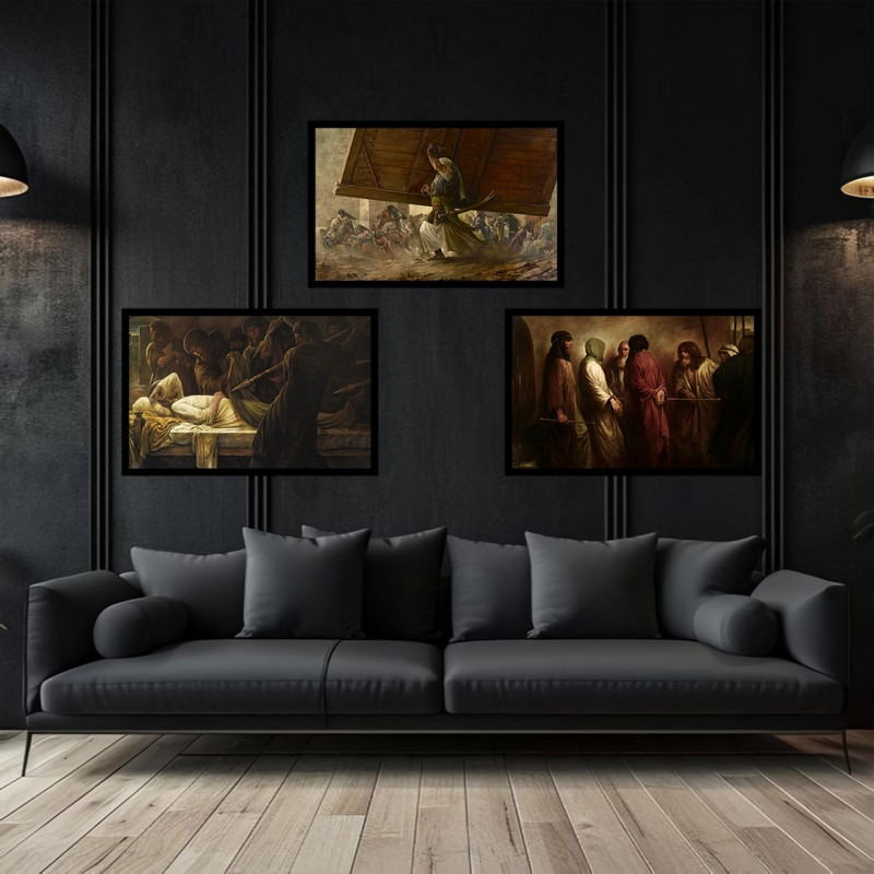 تابلو بکلیت طرح تصویر مذهبی امیرالمومنین امام علی (ع) مدل B-bu3741 مجموعه 3 عددی