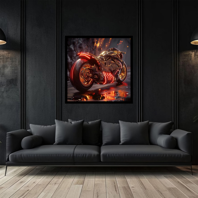 تابلو بکلیت طرح تصویر هنر دیجیتال موتور سیکلت مدرن مدل B-bu2918
