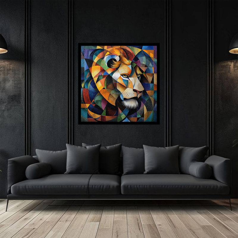 تابلو بکلیت طرح نقاشی و هنری دیجیتال حیوانات شیر مدل B-bu2931