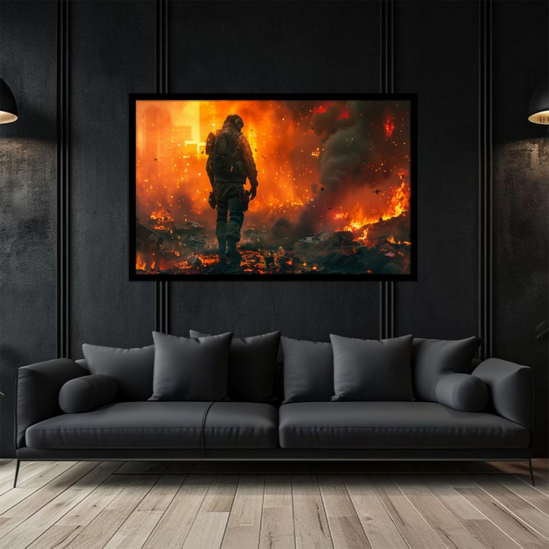 تابلو بکلیت طرح نقاشی و هنری دیجیتال  آتش نشان  مدل B-bu2884