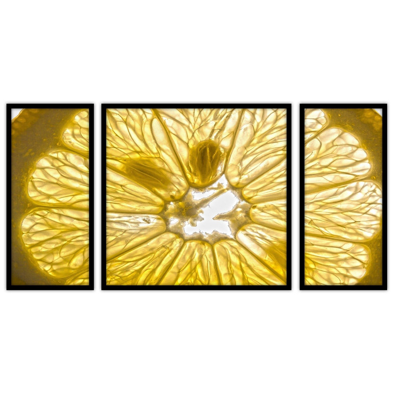 تابلو بکلیت طرح دکوراتیو میوه و مرکبات لیمو مدل B-bu3093 مجموعه 3 عددی