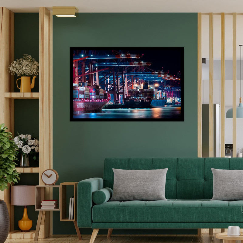 تابلو  نوری بکلیت طرح تجارت و بازرگانی بندر و کشتی حمل و نقل دریایی مدل B-bu2656