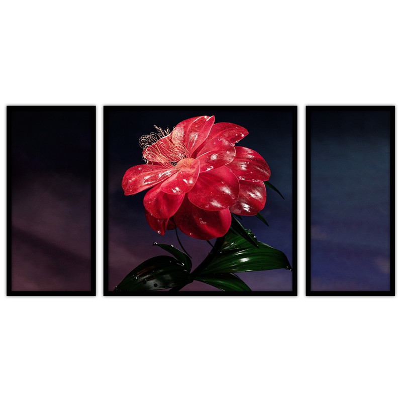 تابلو بکلیت طرح هنری و دکوراتیو گل  مدل B-bu3389 مجموعه 3 عددی