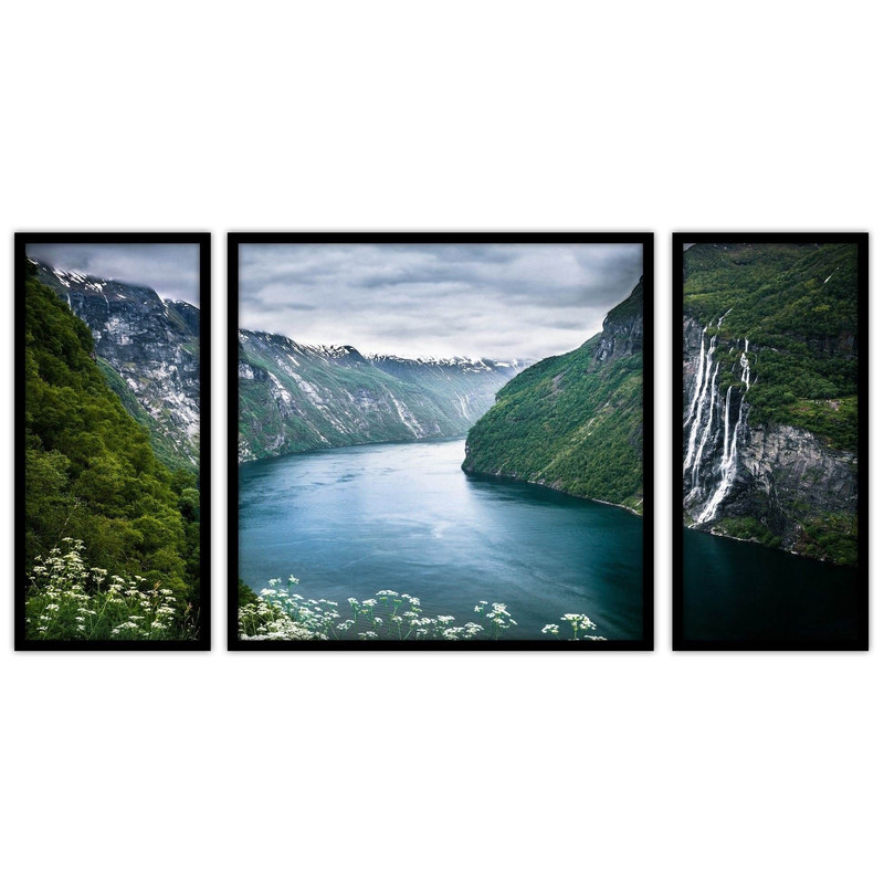 تابلو بکلیت طرح رود و منظره طبیعت مدل B-bu3406 مجموعه 3 عددی