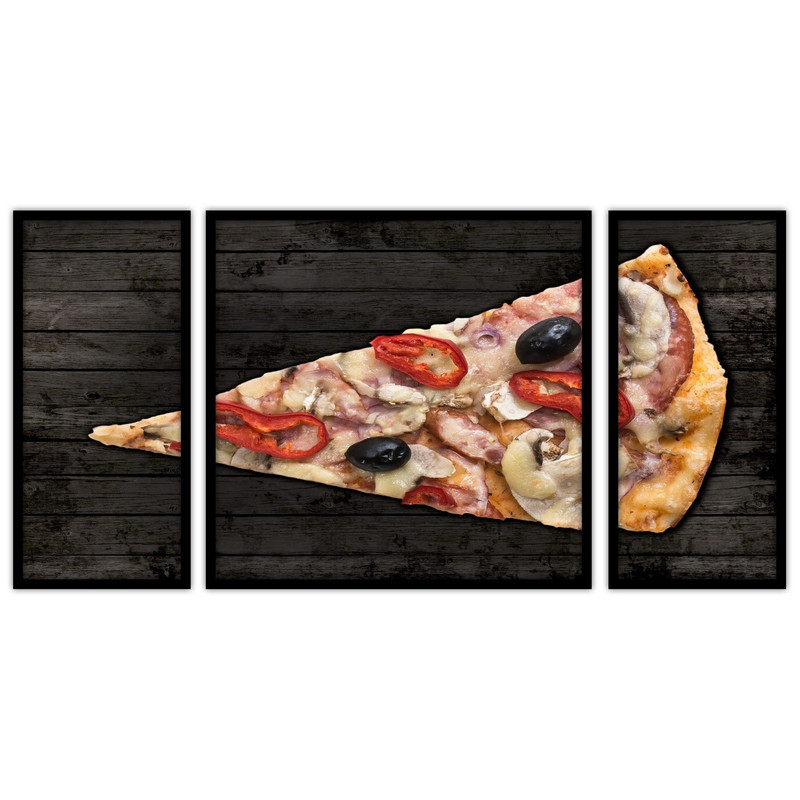 تابلو بکلیت طرح پیتزا و فست فود و غذا مدل B-bu3434 مجموعه 3 عددی