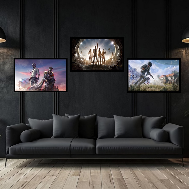 تابلو بکلیت طرح گیمینگ و گیم نت پابجی مدل B-bu3761 مجموعه 3 عددی