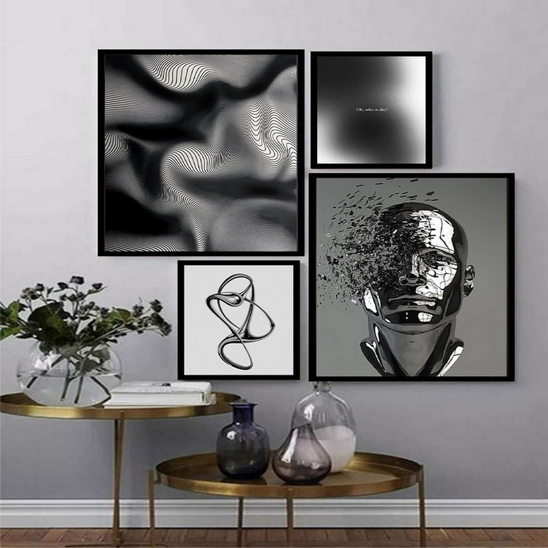 تابلو بکلیت طرح دکوری و دکوراتیو سبک مدرن و گرافیکی دیجیتال مجموعه 4 عددی مدل B-bu3785